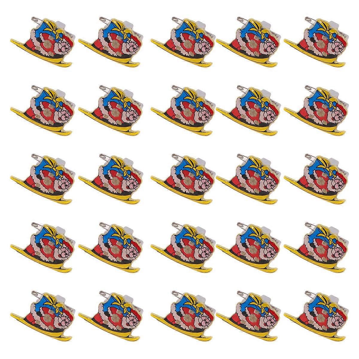 スキーサンタクロースLED光るブローチマルチカラー25個クリスマスパーティージュエリープレスボタンを照らす