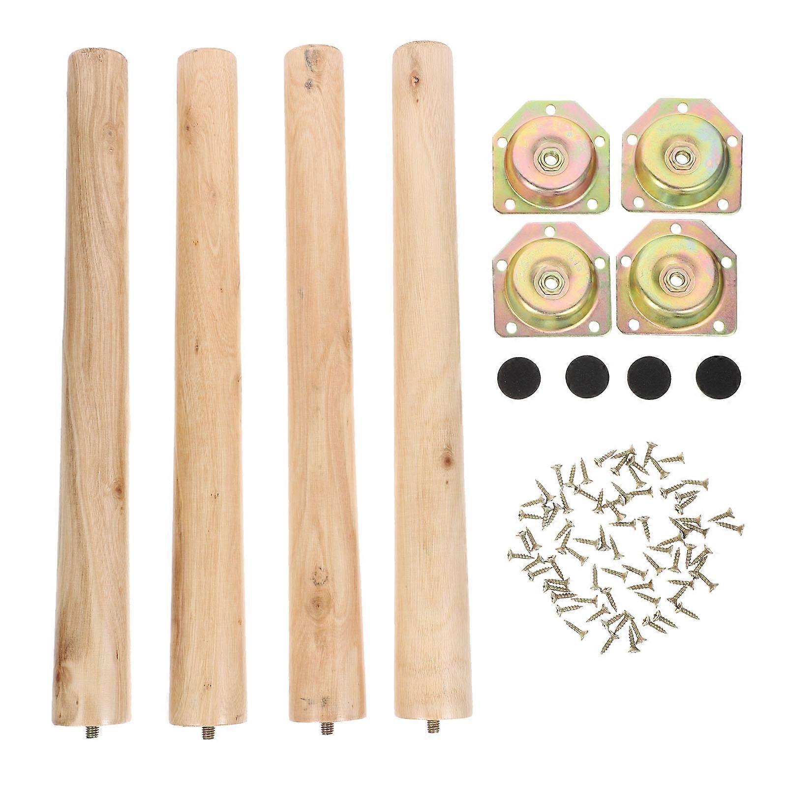 4 Sets Replacement Furniture Legs for Sofa, Bed, Table & Cabinet Durable Wooden Feet with Mounting Plates, Multifunctional Design