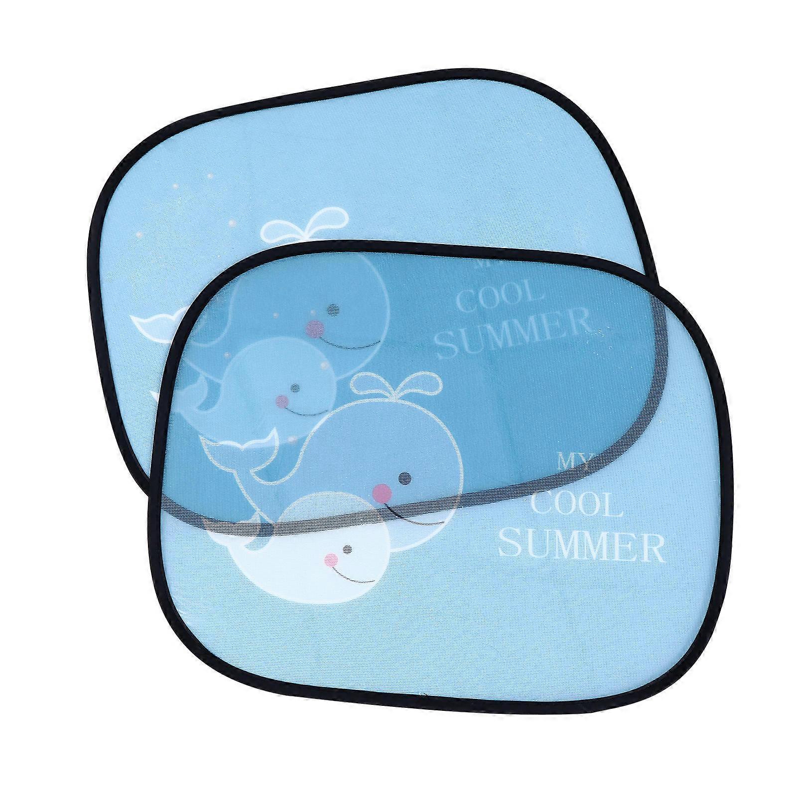 Car Side Window Shades Whale Cartoon Shape Blue Blocks Sunlight 2Pcs