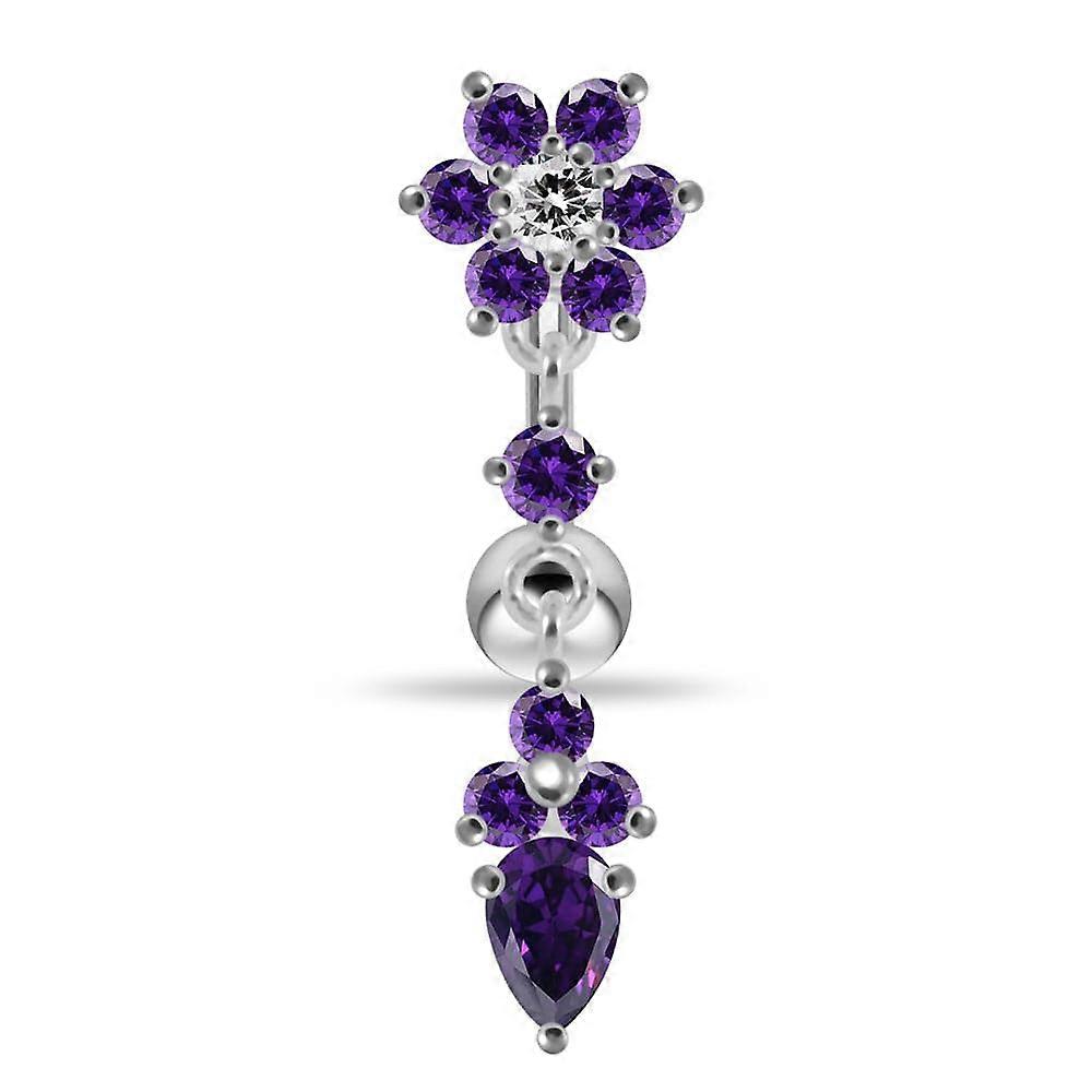 Flower Moving Jeweled Belly Ring