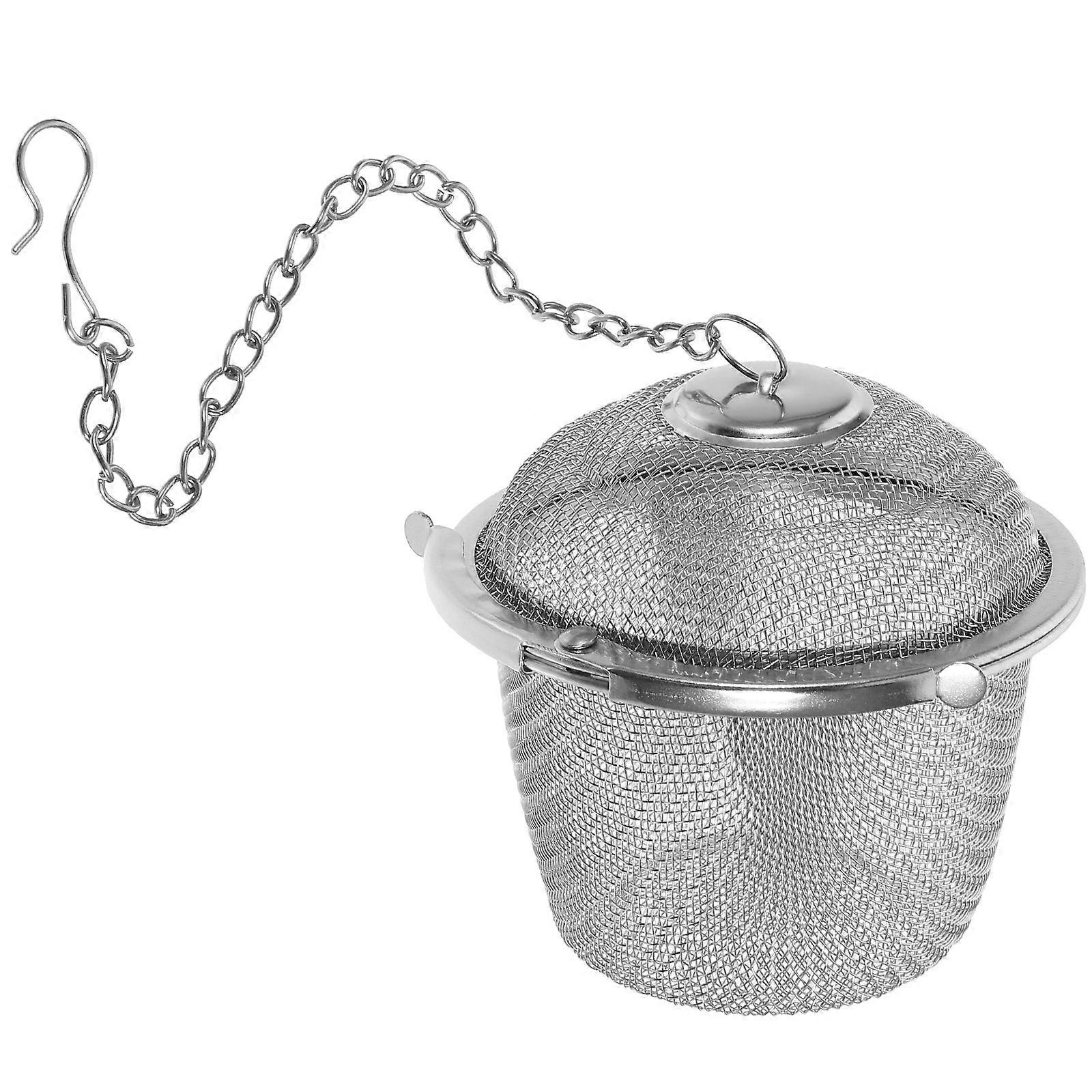 Stainless Steel Tea Strainer for Loose Leaf and Herbal Tea with Extra Long Chain, Flat Bottom Design for Easy Measuring, Brewing and Cleaning