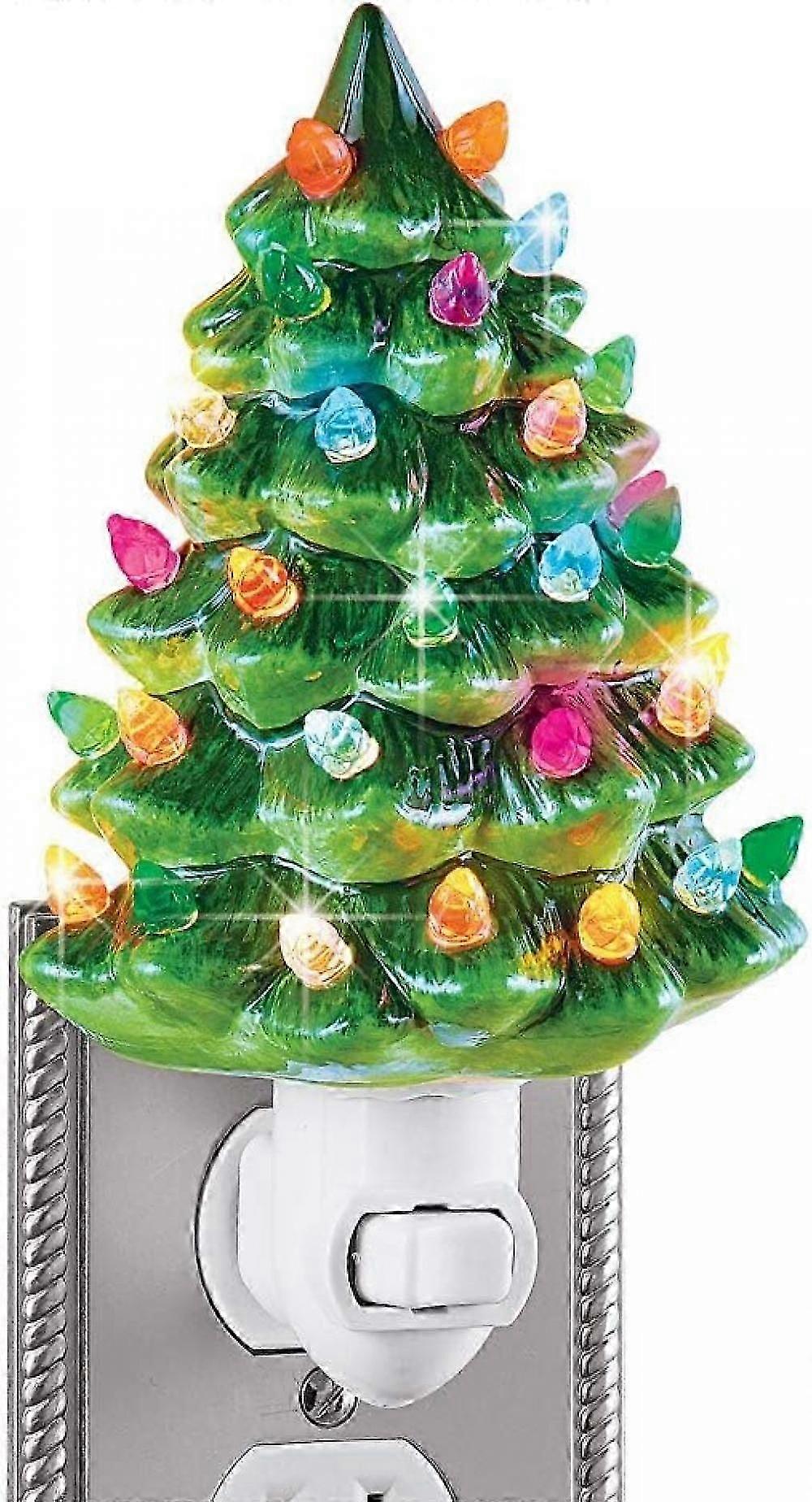 مجموعات SDIGV إلخ السيراميك شجرة عيد الميلاد ضوء الليل - 6 "H ، الحنين ، ديكور الحمام الزخرفية ، الأخضر