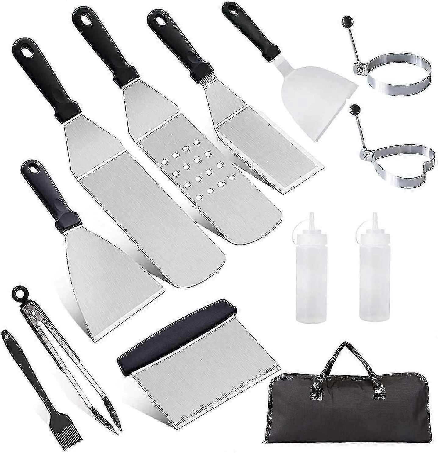 11 kusů Gril špachtle, nerezová ocel Špachtle Set Professional Bbq Griddle Příslušenství Set pro Teppanyaki