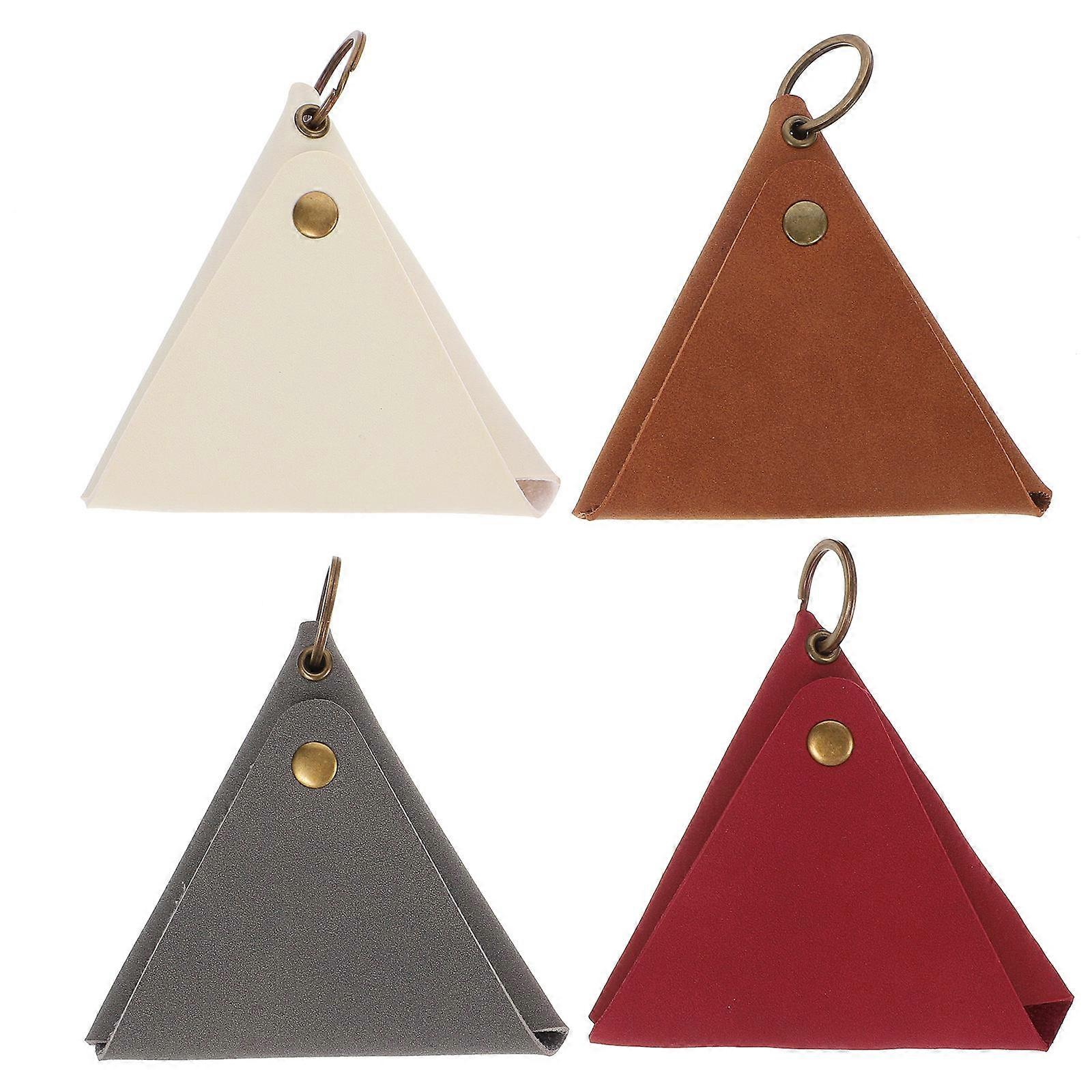 Triangle Coin Pouch for Leisure Walks Small Mirrors Assorted Color 10.00X9.50X2.00CM 4Pack