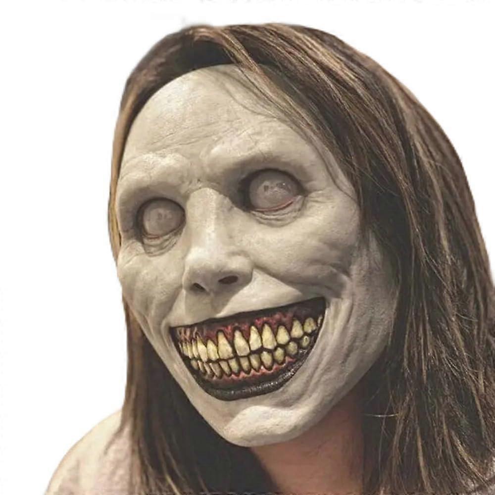 Scary Halloween Mask Smiling Demon Mask Creppy Halloween Masks with White Eye Evil Devil Horror Latex Mask