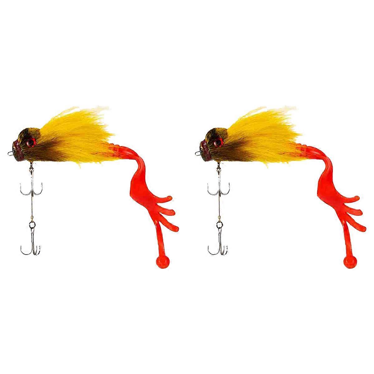 Mouse Fishing Fly Hooks Freshwater Lure Soft with Double Hooks Yellow