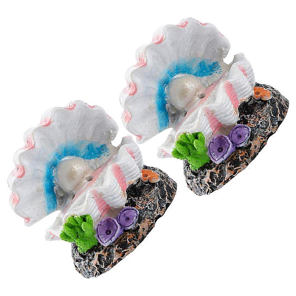 Fish Tank Decoration Shell Shape Aquarium Accessories Pink 7X5.5X5.5CM Realistic and Lifelike 2Pcs