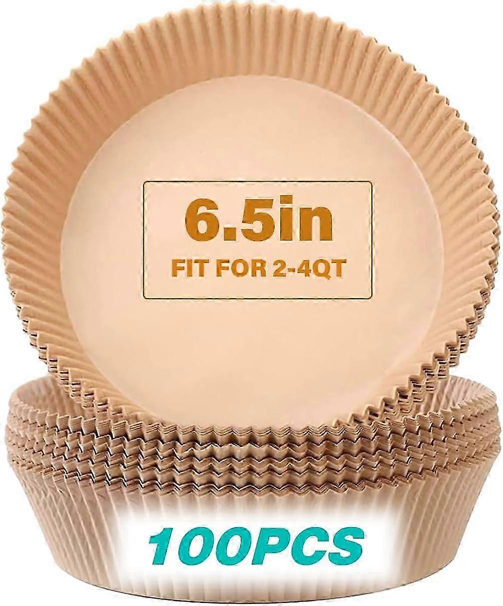 Round Parchment Paper Liners for Air Fryers, 100 Pcs Non-Stick Disposable Accessories for 2-4 QT Frying Pans