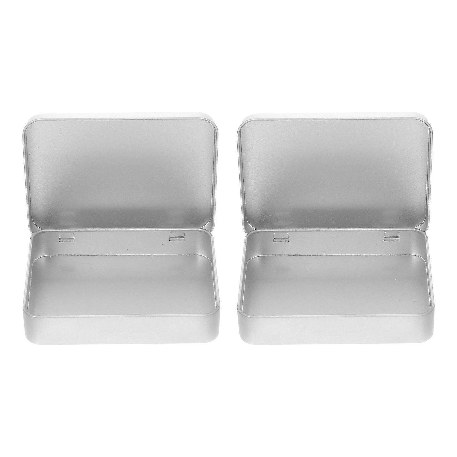 Decorative Hinged Tin Box Containers Square Shape For Gifting Occasions Protection 2Pcs