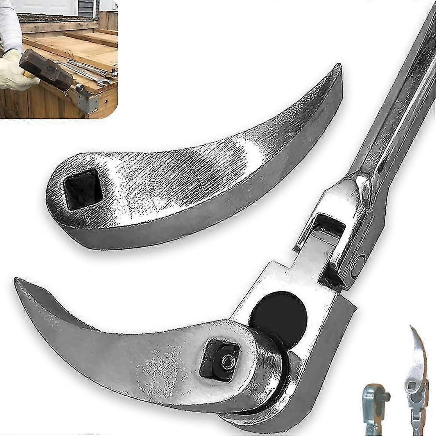 Crowbar Adapter Head Tools, Adjustable Crowbar Adapter Head, Ratcheting Indexing Pry Bar Wrecking Bar Fits 3/8 Ratchet Open End Wrench