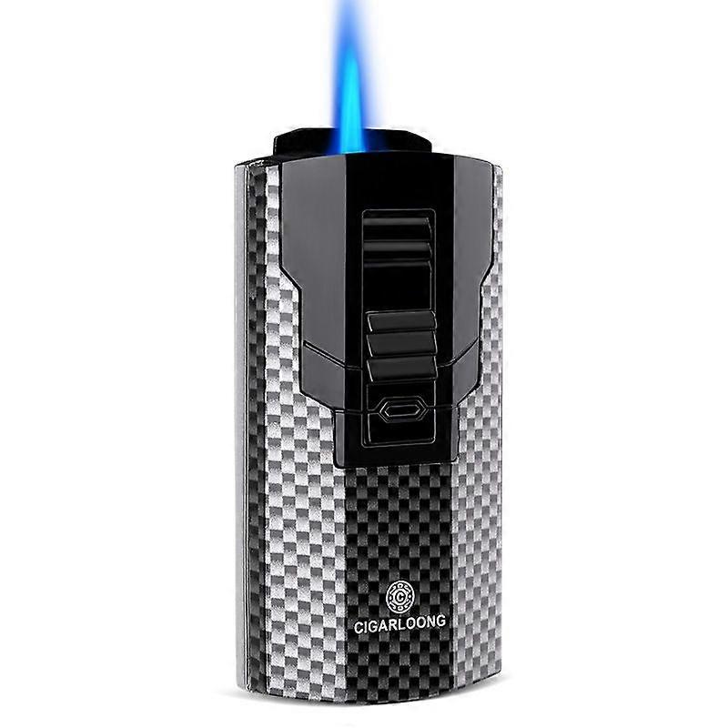 Cigar Lighter Titanium Metal Carbon Fiber Inflatable Windproof Torch Lighter Gift Box