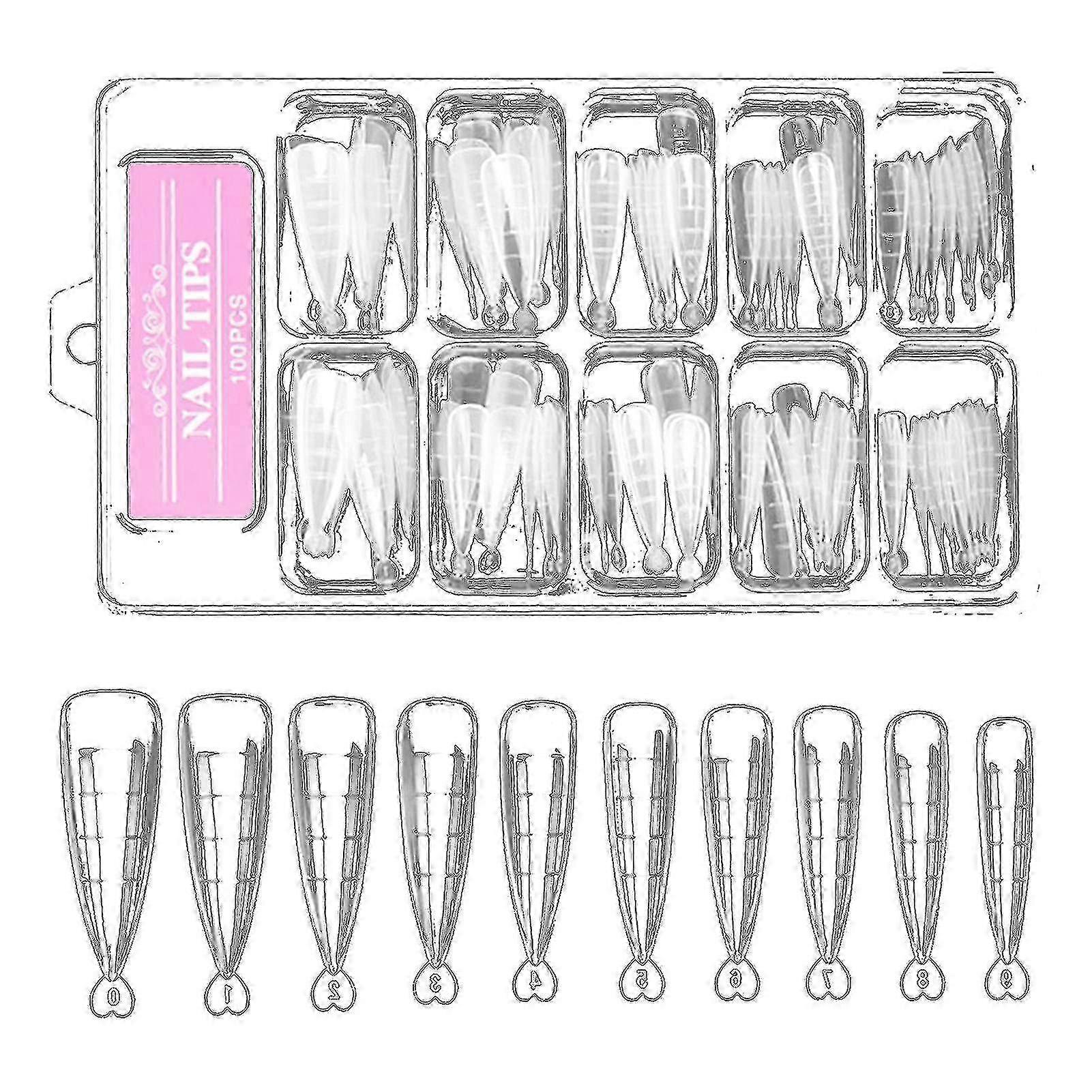 100pcs/set Smooth Surface Nail Extending Full Coverage Long Fake Finger Extension Tips for Beauty