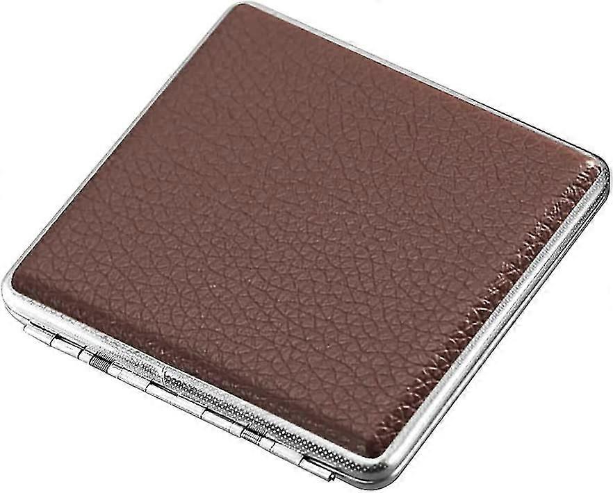 Leather Metal Cigarette Case For 20 Cigarettes (Black)