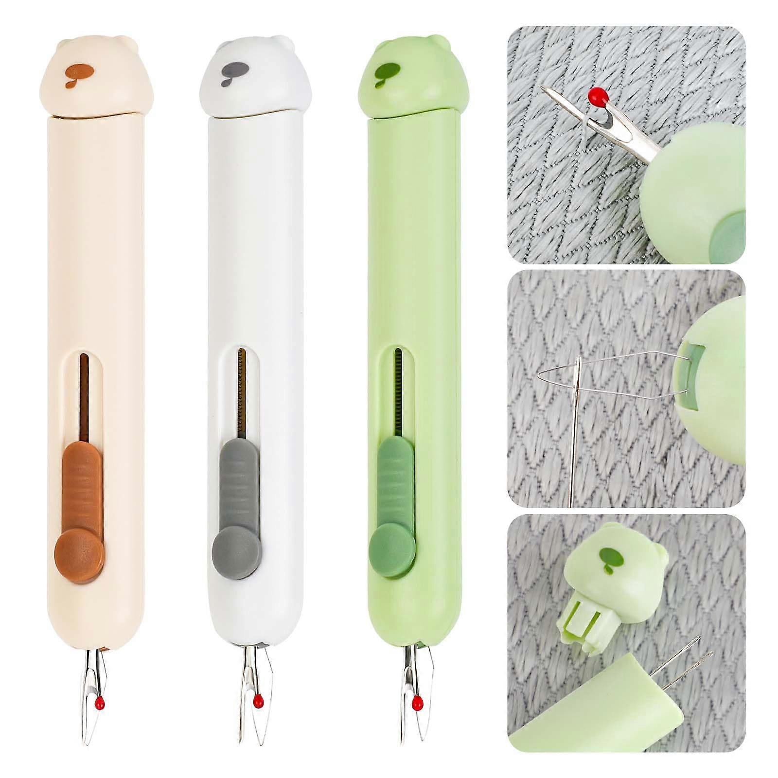 3in1 Needle Threader, Threading Aid  Seam Ripper with Needles, Storage Box