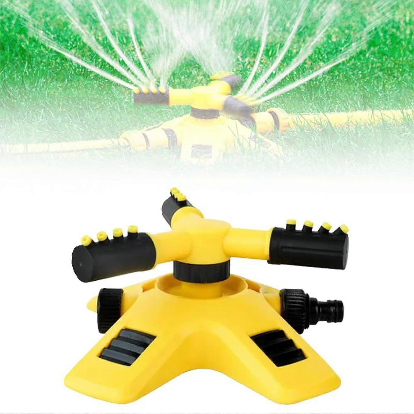 360º Automatic Sprinkler for Lawn Irrigation, Adjustable Spray Range, 3-Arm Lawn Sprinkler System