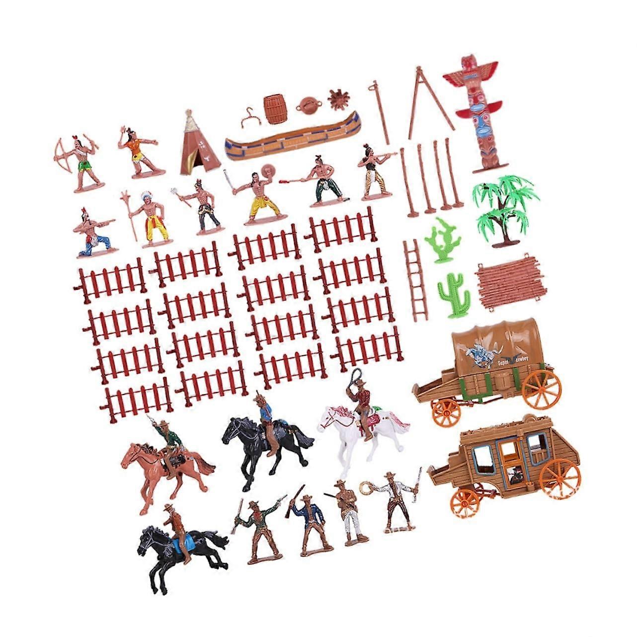 43piece Cowboy Figures Realistic Simulation Figures for Western Decor, Sand Table Micro Scenes, and RolePlaying, ChildFriendly and
