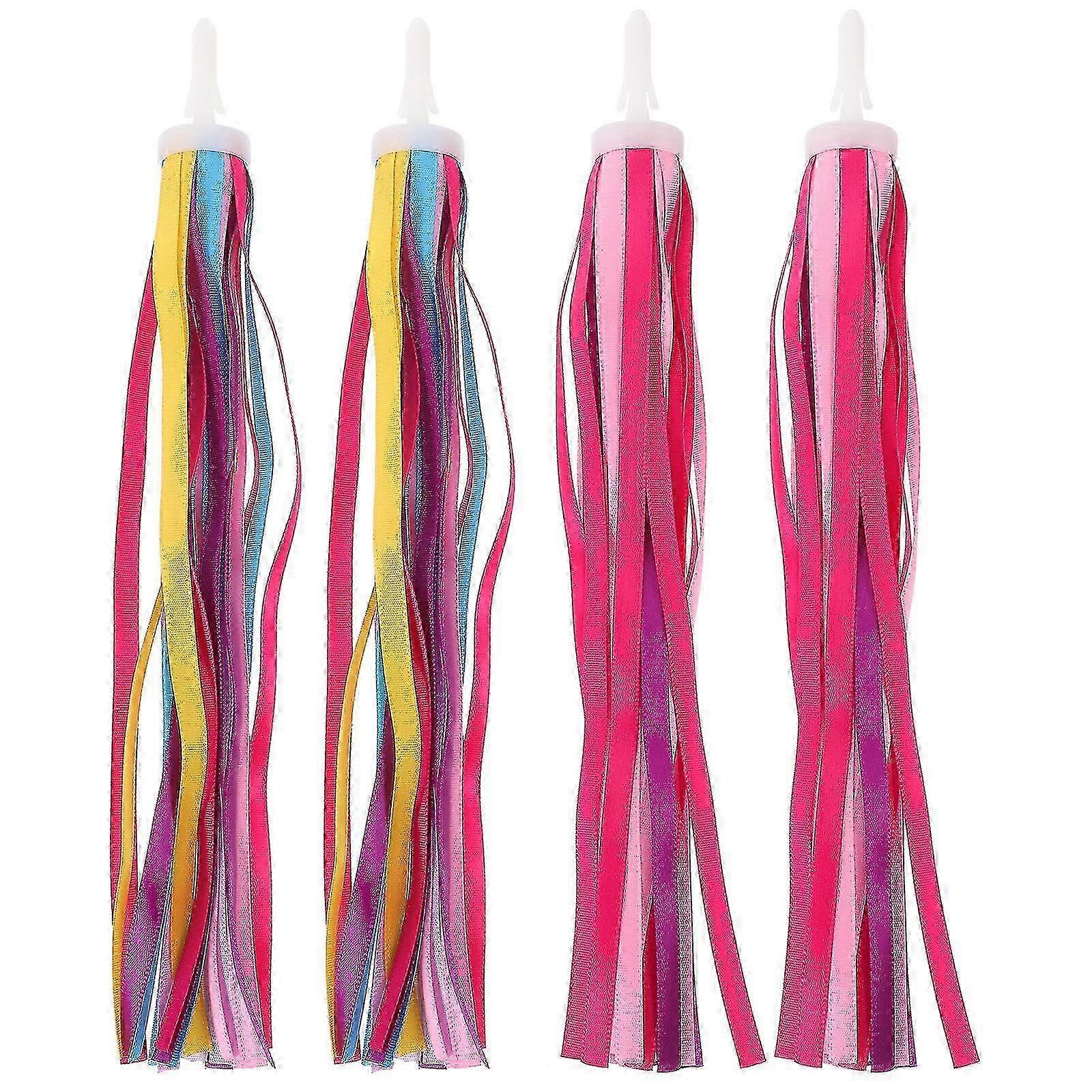 2 Pairs of Colored Tassel Ribbons for Scooter and Bike Handlebar Streamers