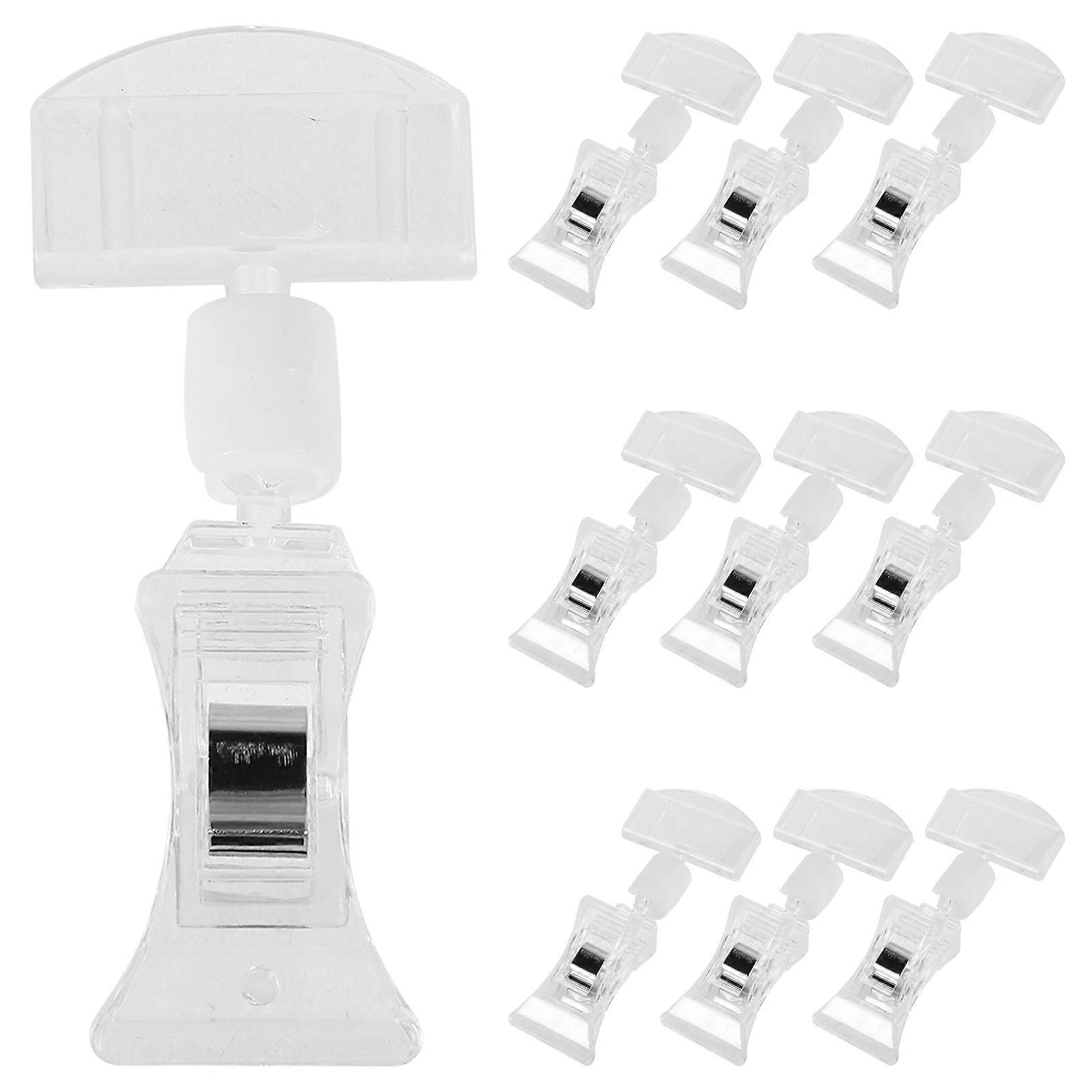 Transparent Label Clips Sign Holder for Display Use 10Pcs Multi-Function Merchandise