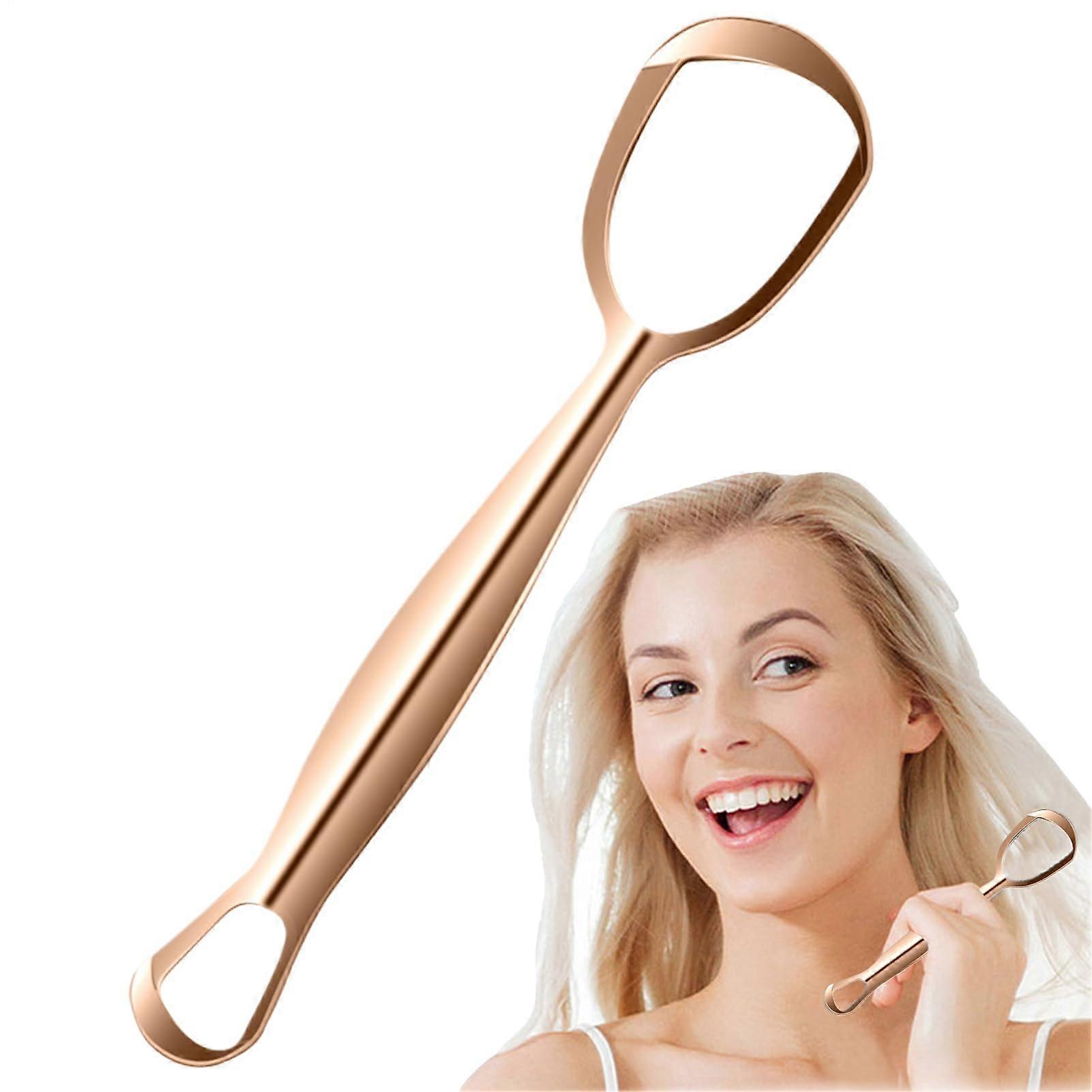 Rose Gold Tongue Scraper – TravelFriendly, Fanshaped, Reduces Bad Breath