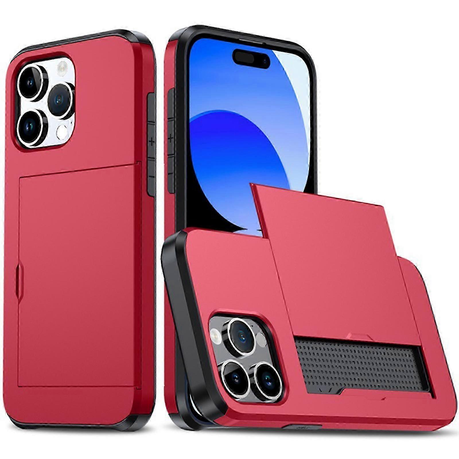 for iPhone 15 Pro Max/15 Ultra Case with Card Holder Heavy Duty Protective Dual Layer Shockproof Hidden Card Slot Slim Wallet Case 15 Pro Max
