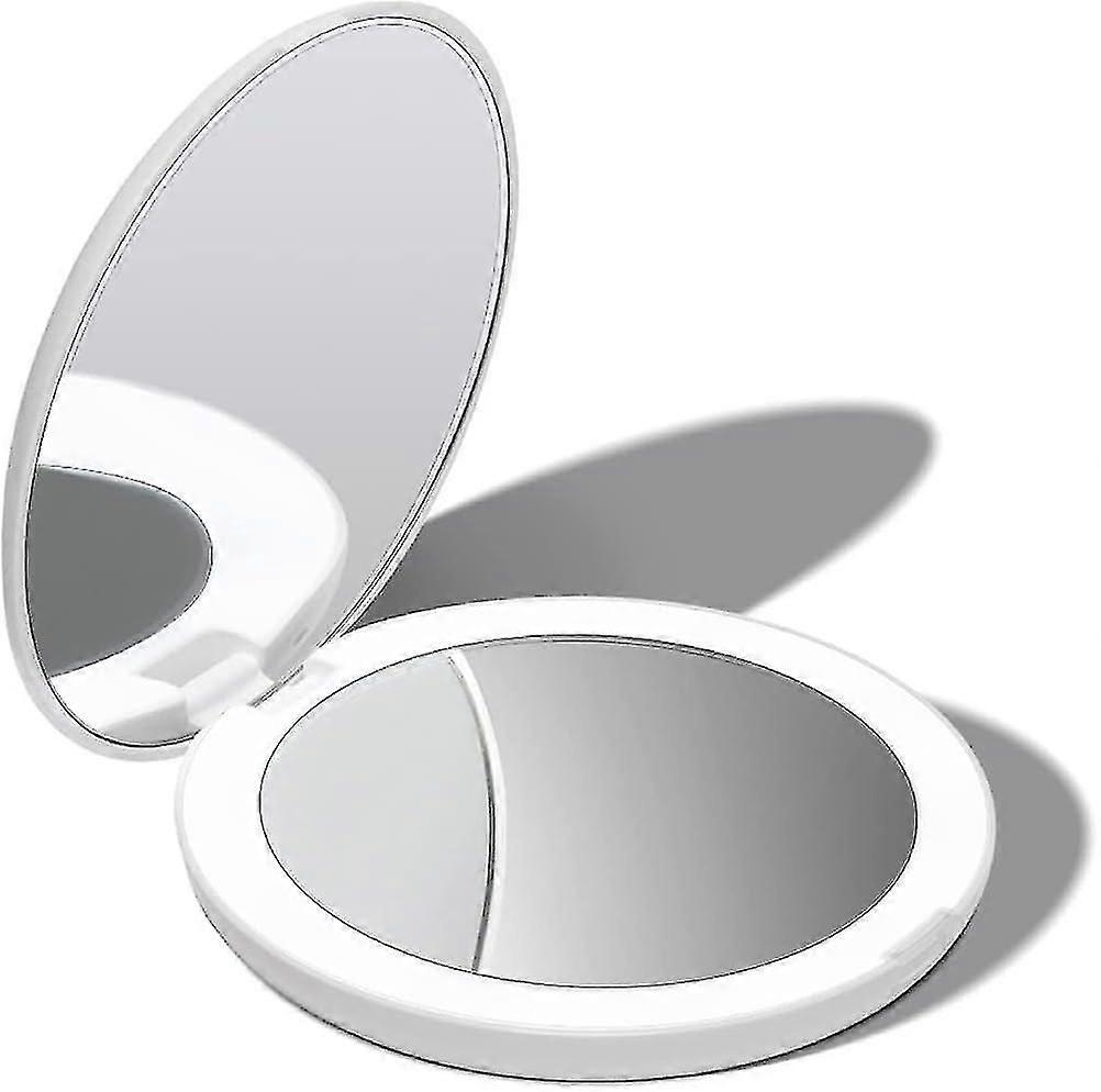 Fancii Led Lighted Travel Makeup Mirror, 1x/10x Magnification - Daylight Led, Compact, Portable, Large 5" Wide Illuminated Folding Mirror (lumi) Rose