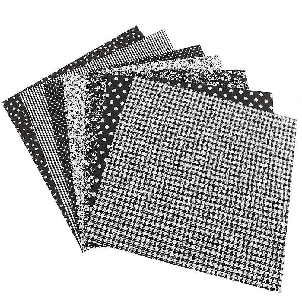 7-Piece 50 x 50 cm Cotton Fabric DIY Set, Assorted Squares, Pre-Cut Quilt and Craft Fabric, Soft Material, Black Series