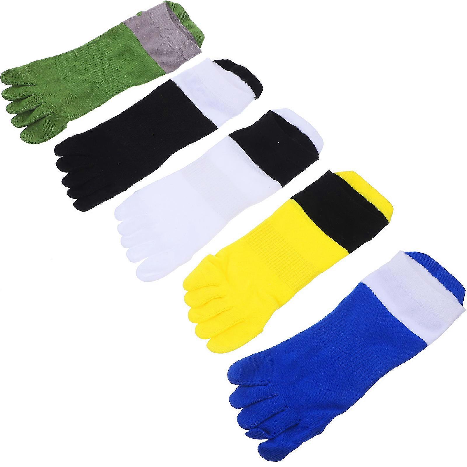 Cotton Socks For -Toed Design Moisture-Wicking Anti-Odor Assorted Color 5 Pairs