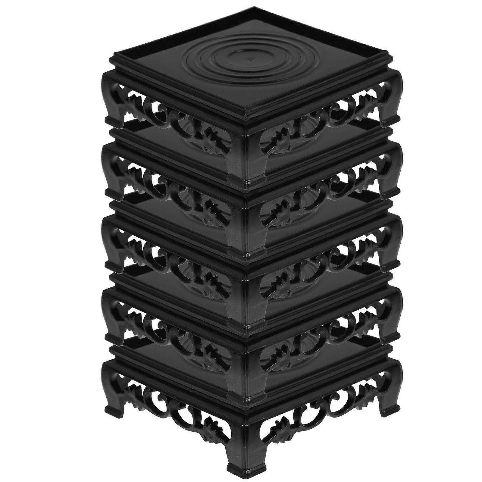 Pots For Plants Vase Base Stand Simple Design Black 4.1×4.1×1.4in 5Pcs