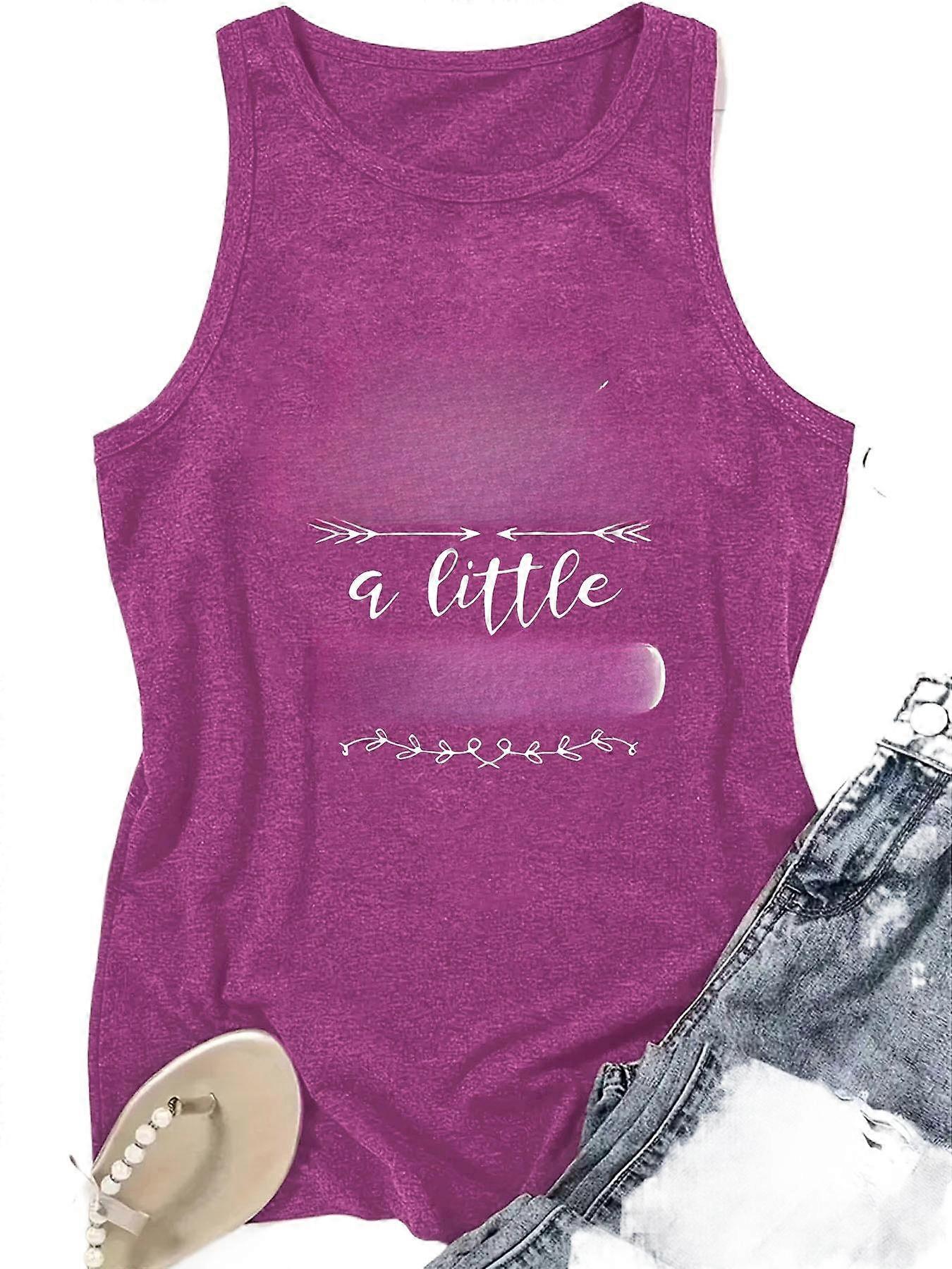 Fashionable slogan print sleeveless top for spring and summer round neck