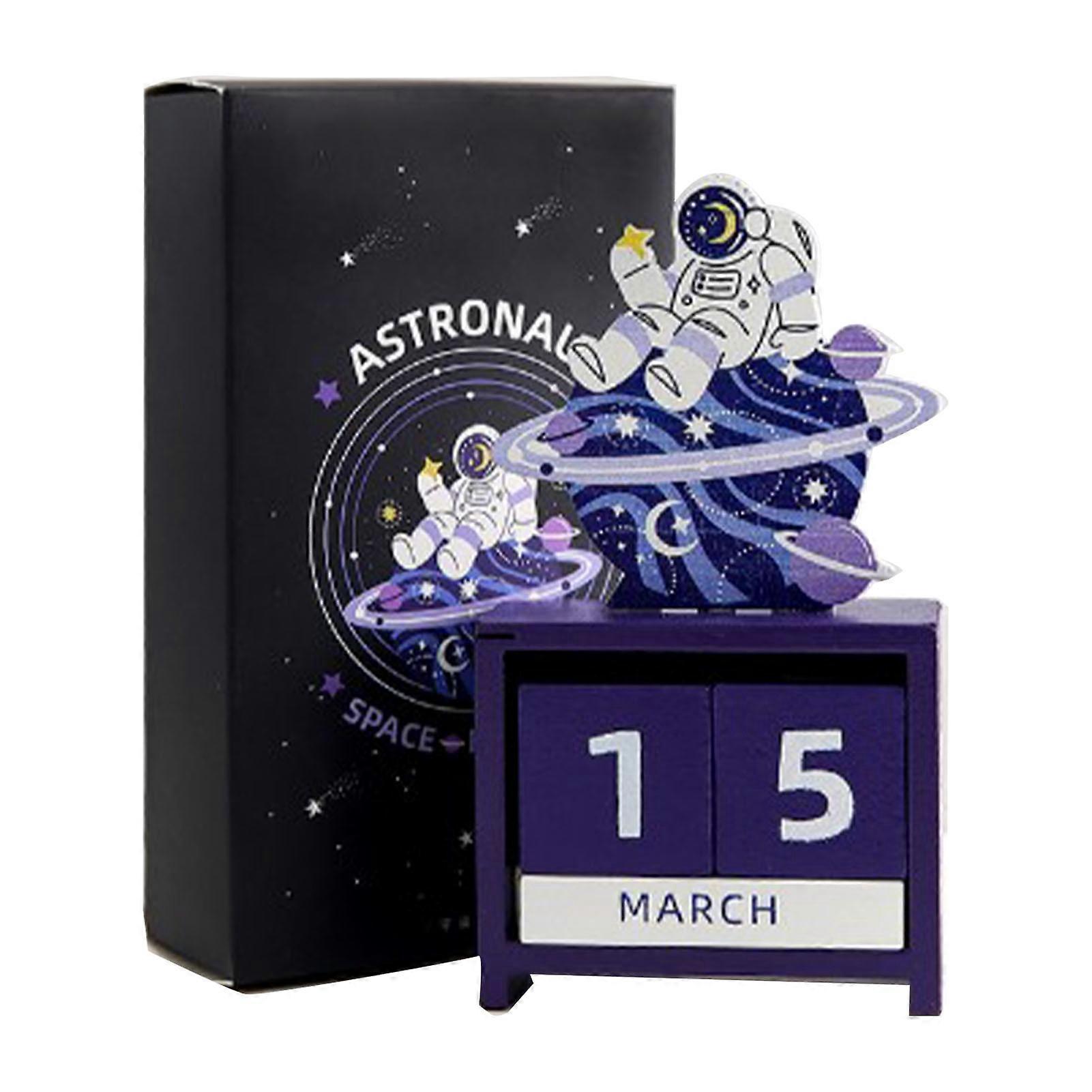 Wooden Perpetual Calendar Countdown Month Date Block Cubes Calendar Cute Desktop Decoration