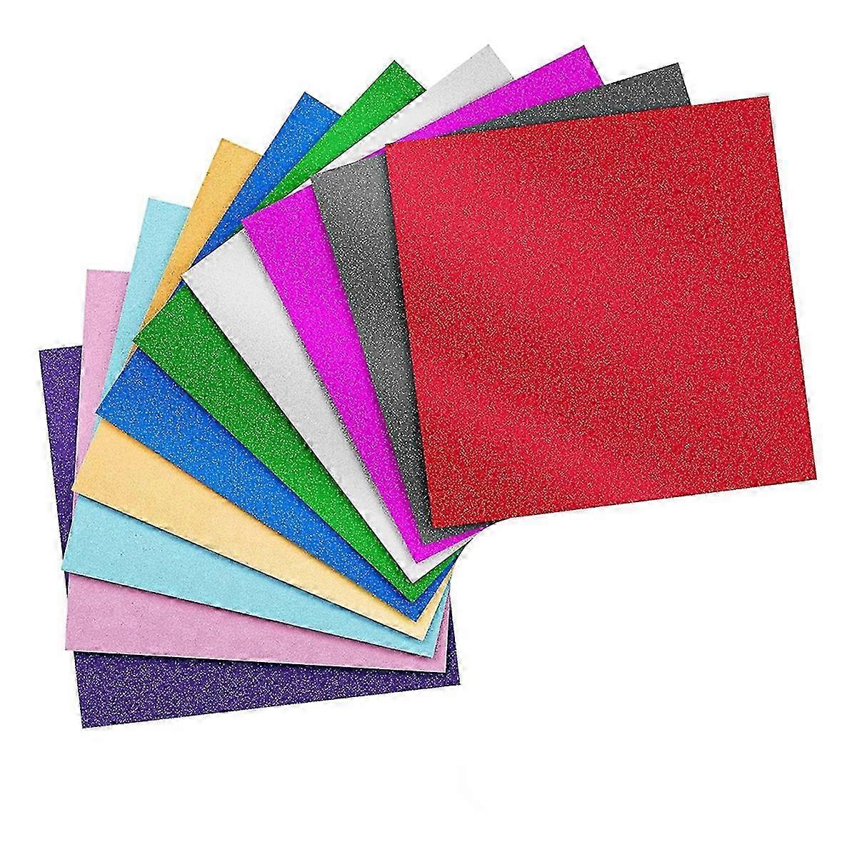 10-Pack Glitter Adhesive Vinyl Bundle for DIY Crafts - Vibrant Sparkly Sheets for Custom Projects and Decor
