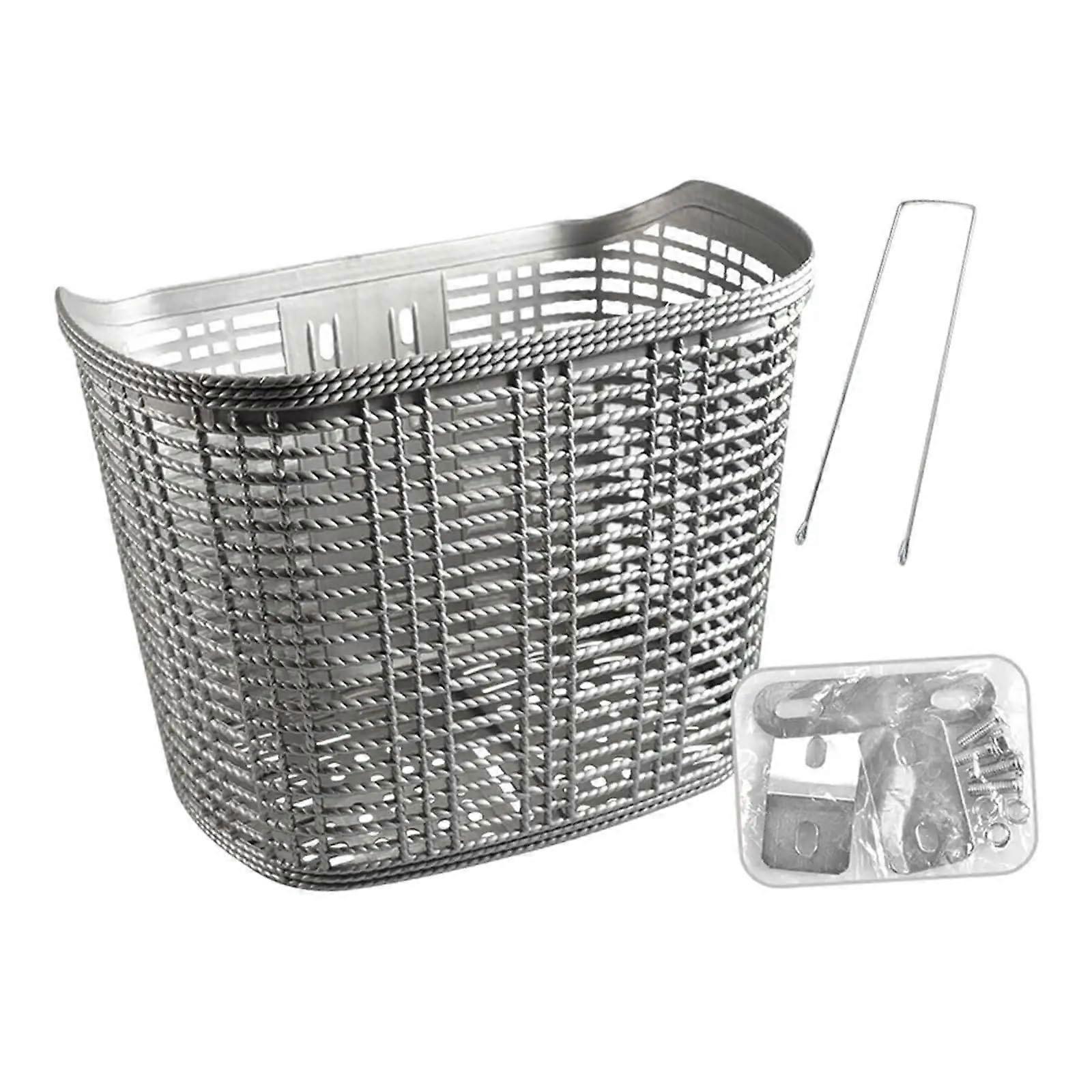 Bicycle Basket Front Frame, Large Capacity, Lightweight Gray With Short Strut, Compatible With Most Front-Frame Bikes