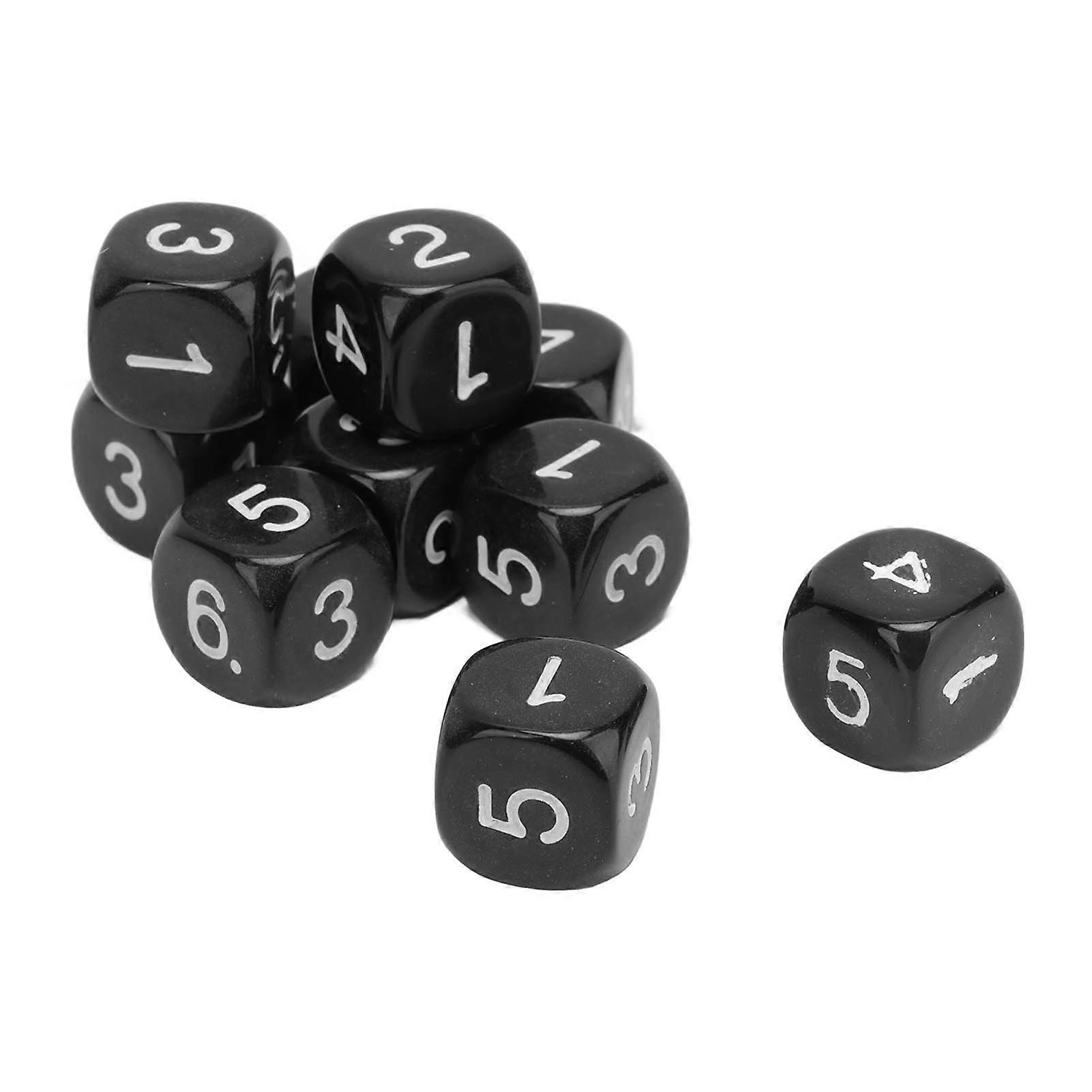 20PCS 6 Sided Number Dice Plastic 16mm Round Corner Polyhedral Dice Set for Numeral Teaching Board Games Black 