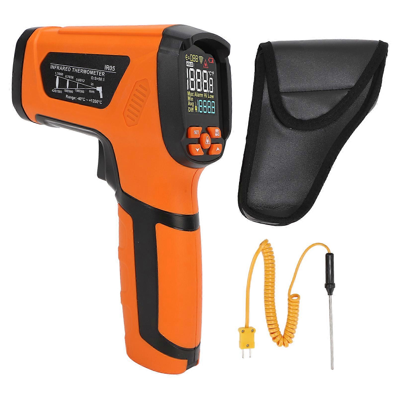 Handheld Thermometer with Color LCD 50:1 Ratio Infrared Non Contact Temperature Gun for Industrial Use ‑40‑1200℃ ‑40‑2192℉