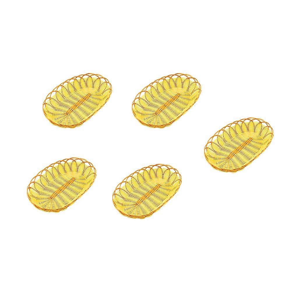 5pcs Imitation Rattan Woven Baskets Fruit Baskets Handmade Storage Baskets