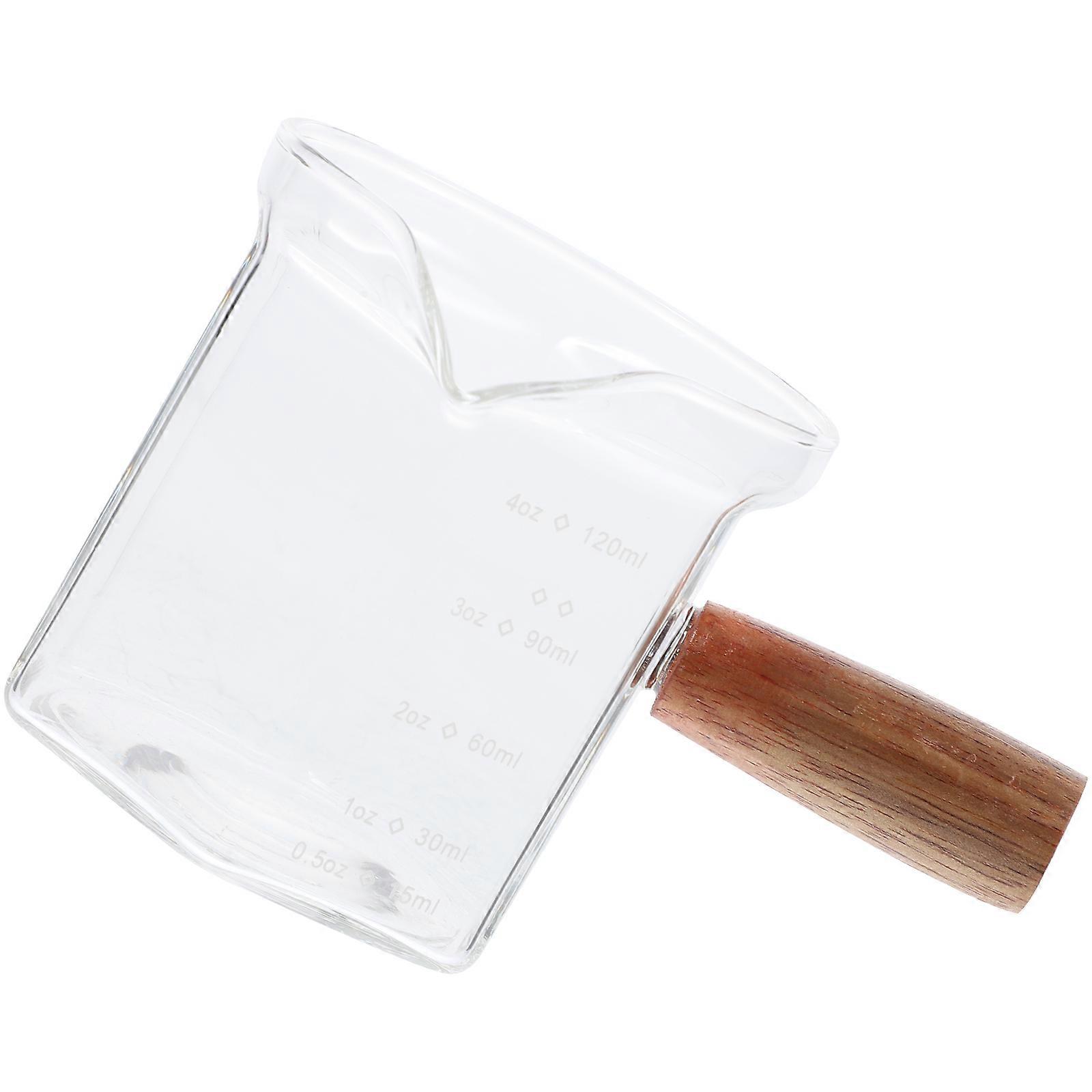 Creamer Pitcher Small Kitchen Pitcher Office Glass Wooden Handle Design Cooking and Baking Needs 1Pcs