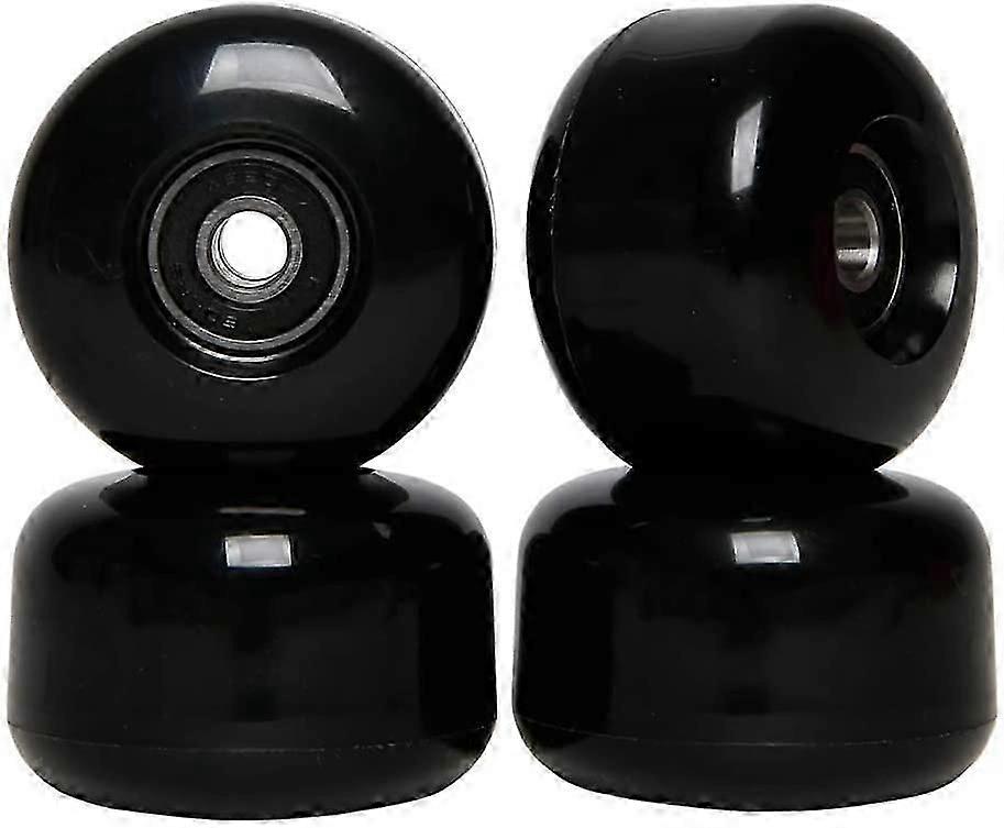 54mm Skateboard Wheel & Bearing Set (4pc) - High Performance Black Wheels