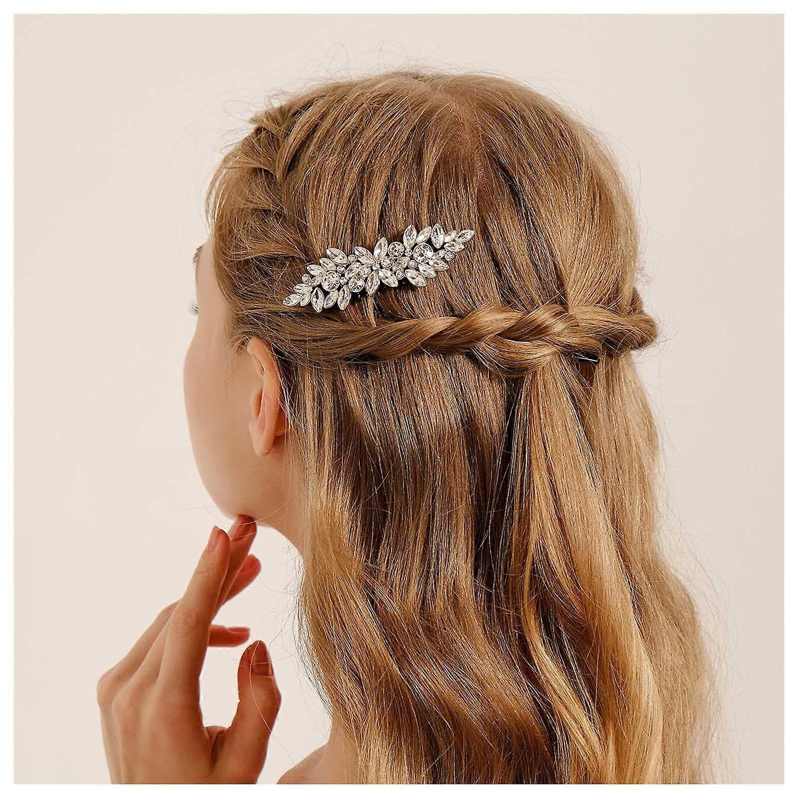 Strass Hairpins Gold CZ Clip Barrette Crystal Hairpins Gemstone Leaf Hairpin Bridal Hair Jewelry Sparkling Leaves Hairpins Jewelry For Women Headpiece