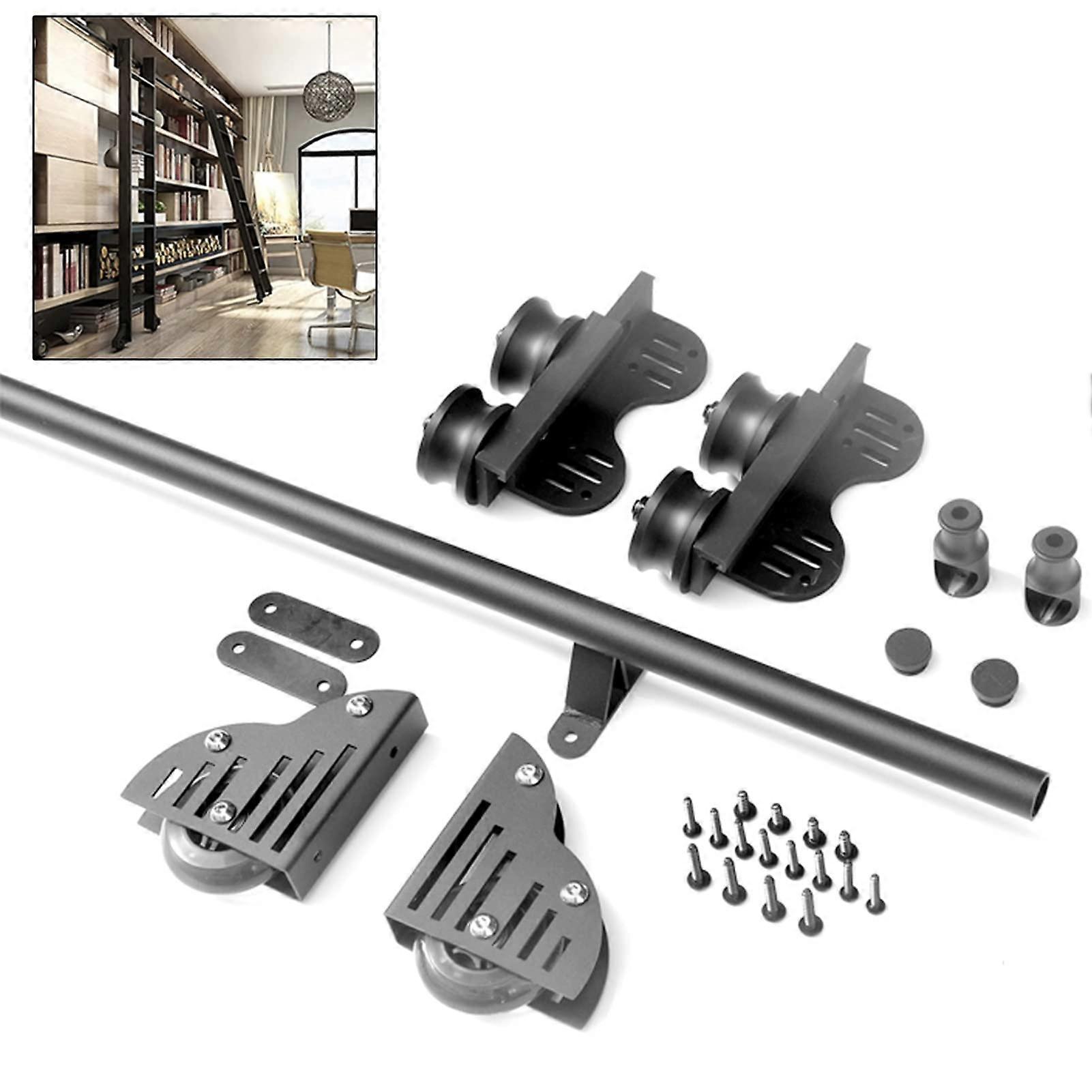 Roller Track Hanging Rail Complete Set, Retractable Extension Hardware, Sliding Rail System, Silver Finish