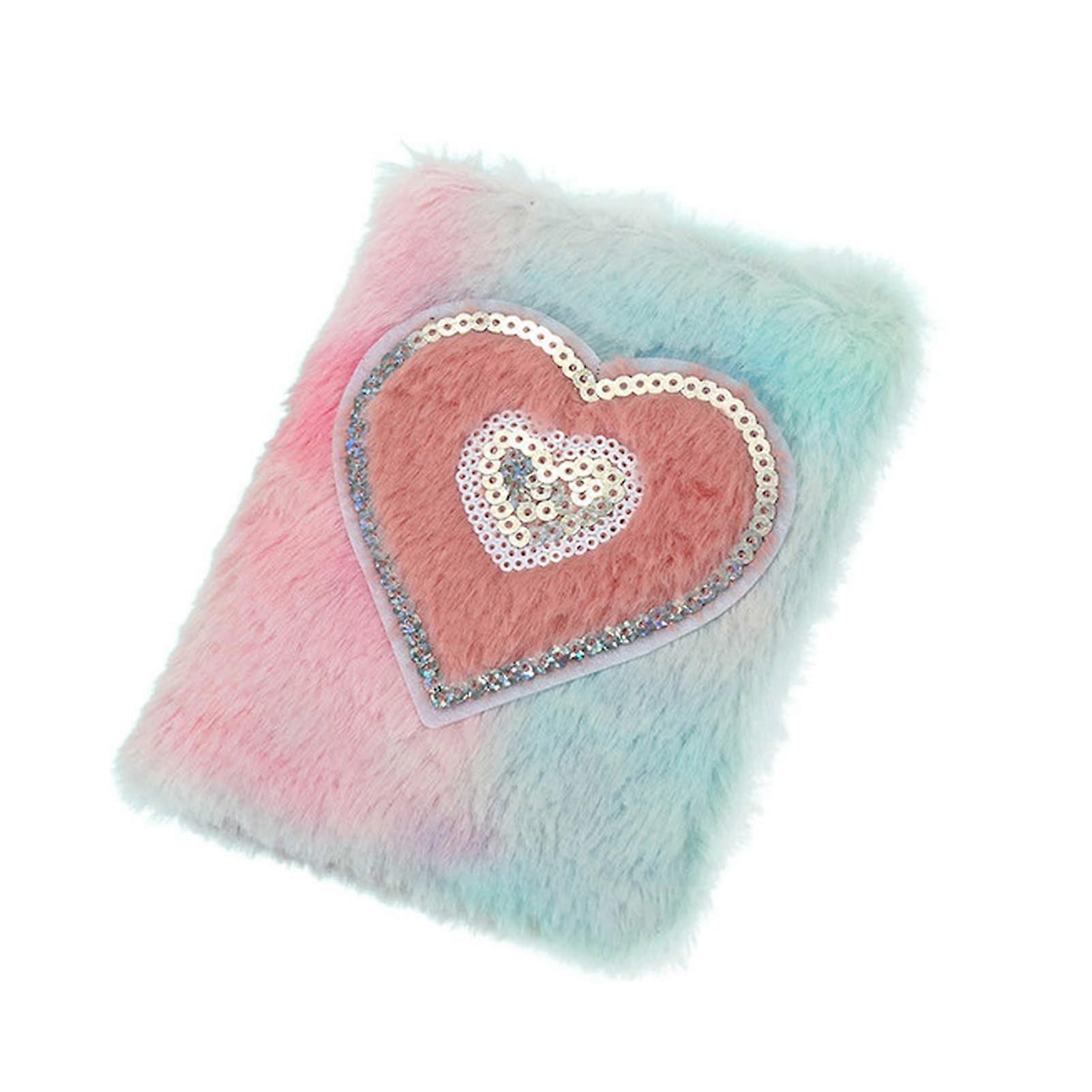Notebook A5 Sequins Heart A6 Portable Notebooks for Students Soft Fur Hard Cover
