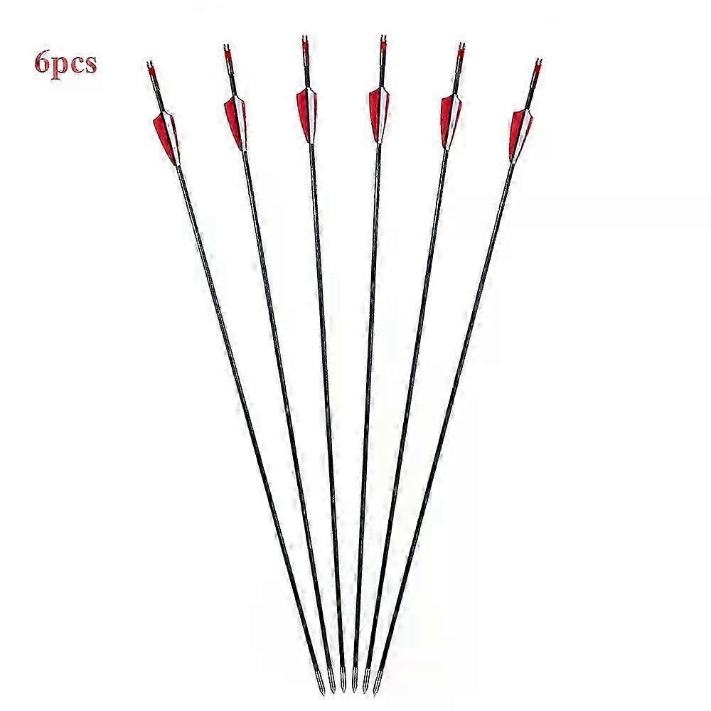 6mm Fiberglass Arrows 31 Hunting Practice Arrows Spine 800 Fit For Recure and Compound Bow Target 6/12/24pcs