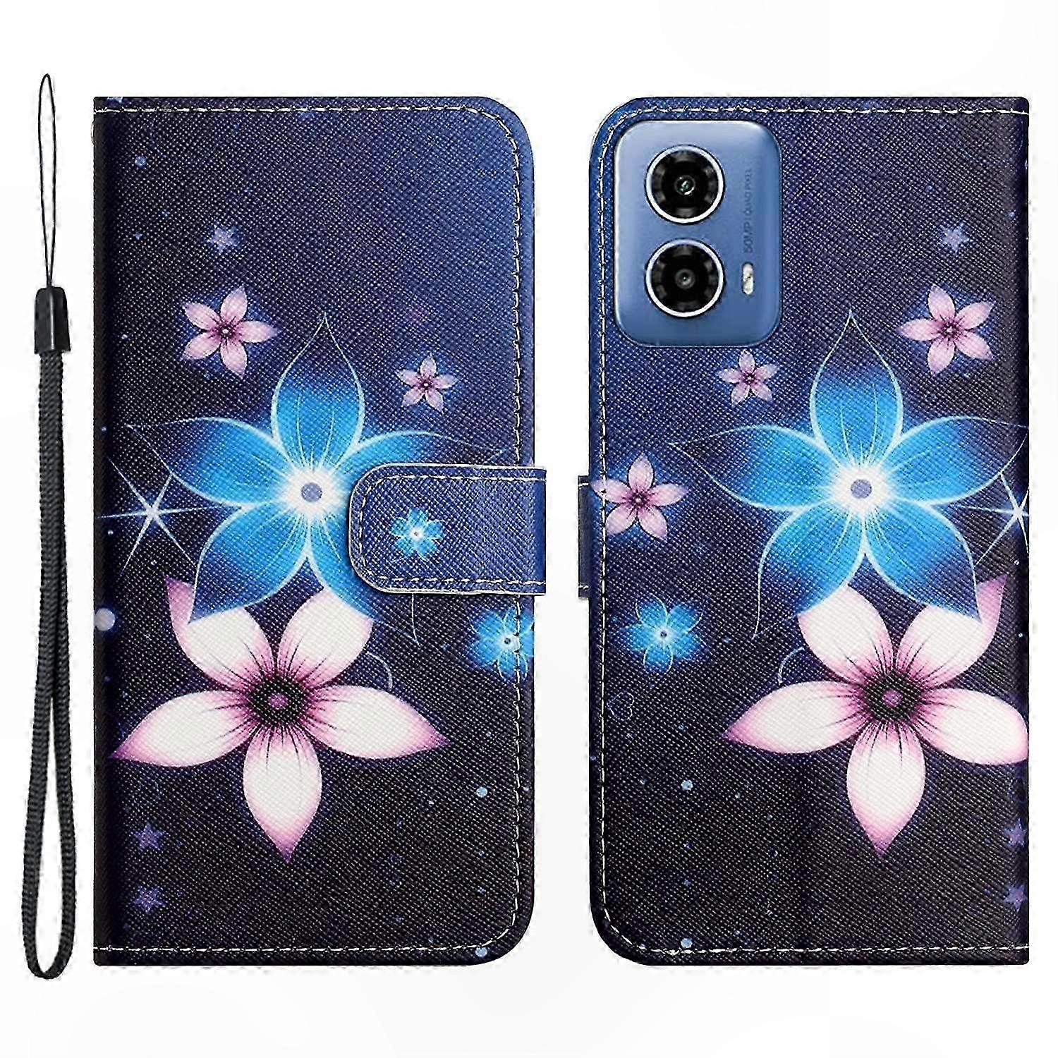 3D Crosshatch Phone Wallet Case with Wrist Strap for Moto G45 5G/G34 5G