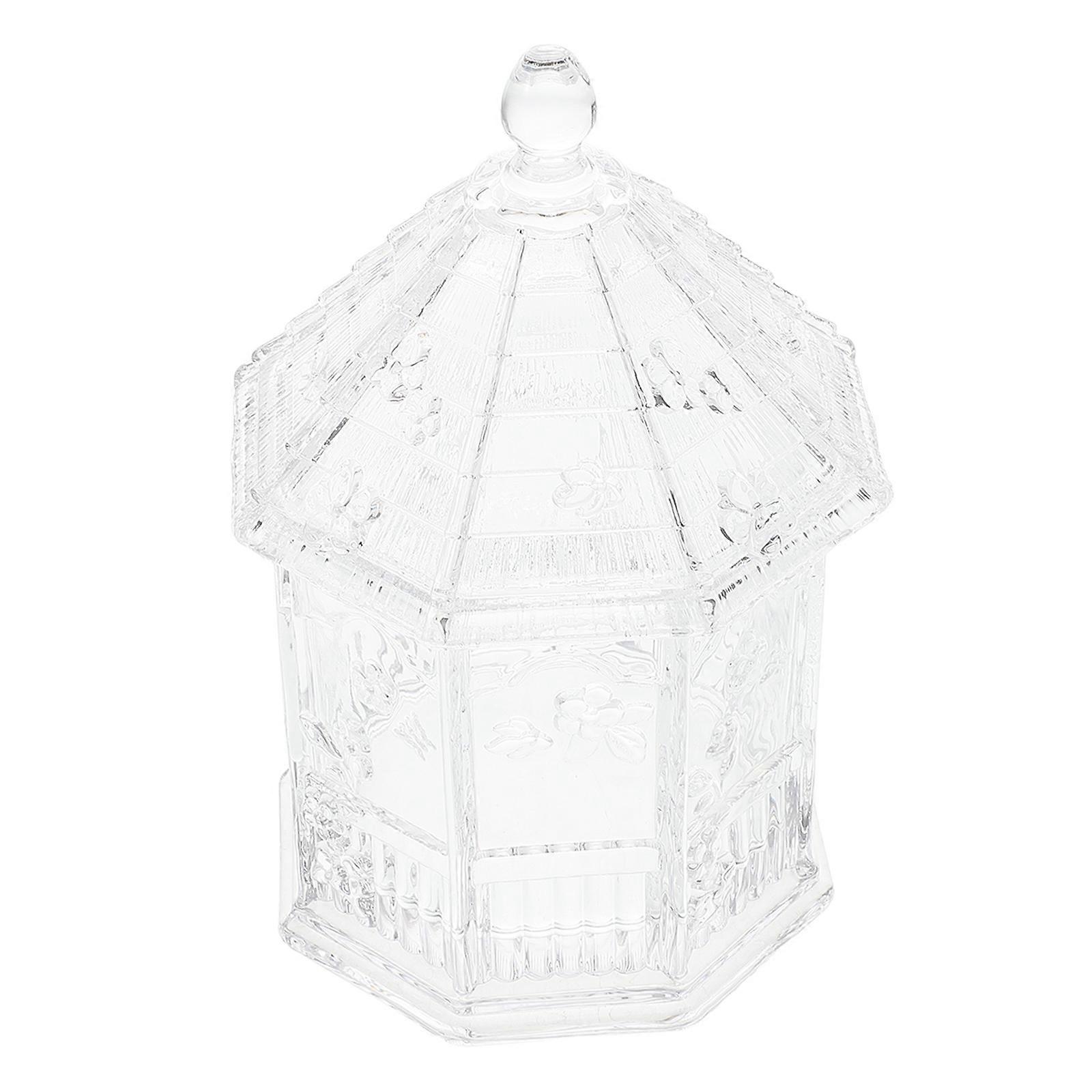 Glass Candy Dish with Lid for Decor Elegant Transparent Candy Storage Jar