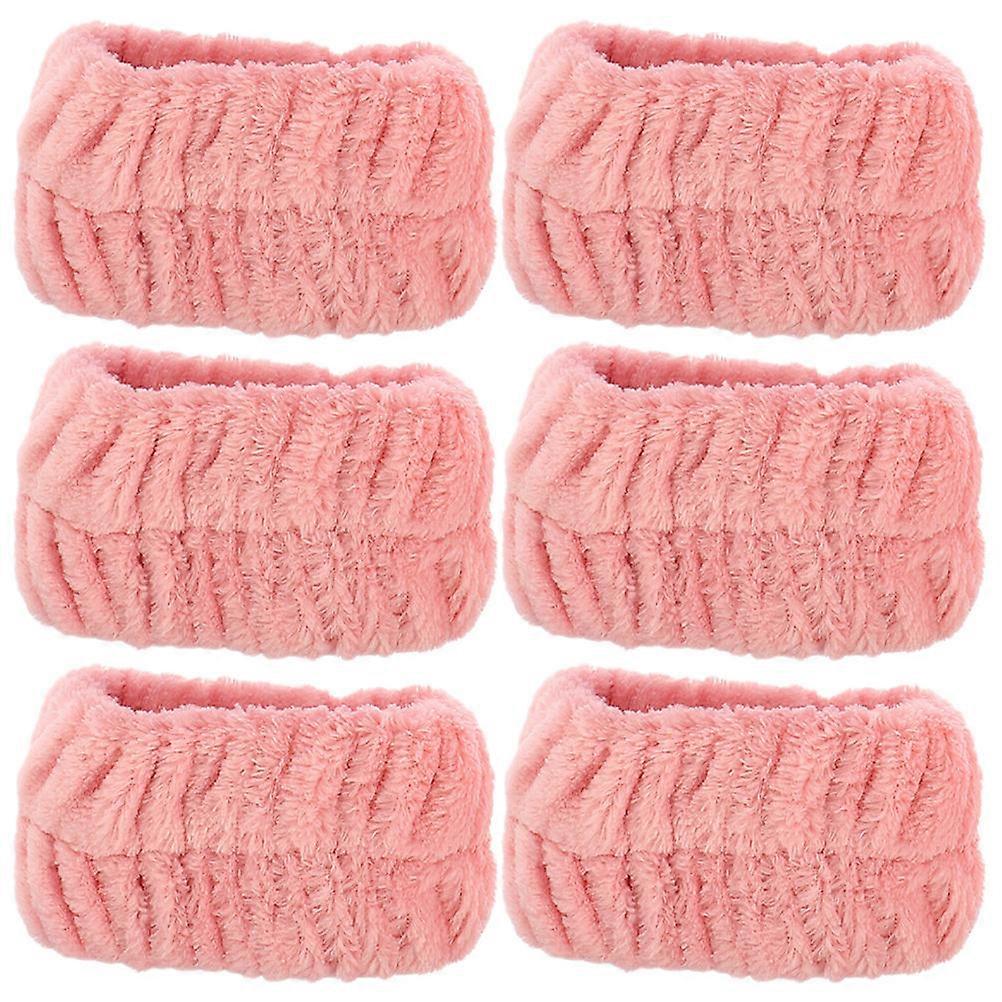 Face Washing Cuffs Prevent Liquid Spreading Microfiber 6Set Pink For Women