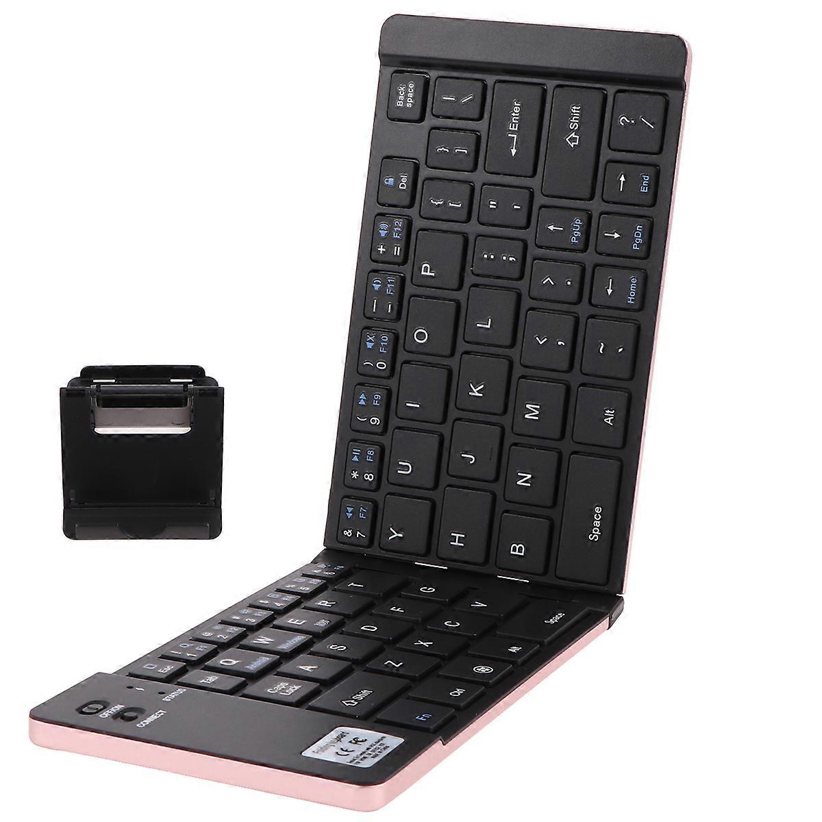 Foldable Wireless Keyboard for Computer Use Portable and Stylish Rose Gold Plastic 60 Keys