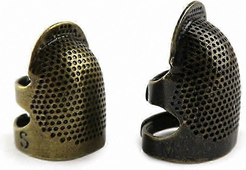 Adjustable Copper Thimbles for Sewing, 2 Pack Fingertip Protectors, DIY Craft Tools (Sizes S+M)