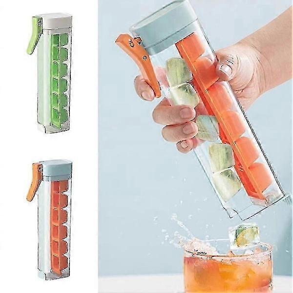 Ice Cube Tray Household Ice Maker Ice Cube Box Food Grade Pressed Ice Grid 2pcs Orange