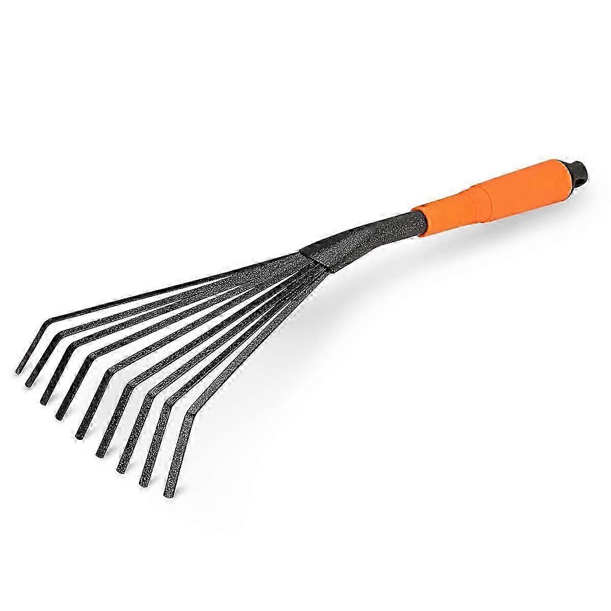 16" Mini Steel Garden Rake with Ergonomic Handle - Rust Resistant Design