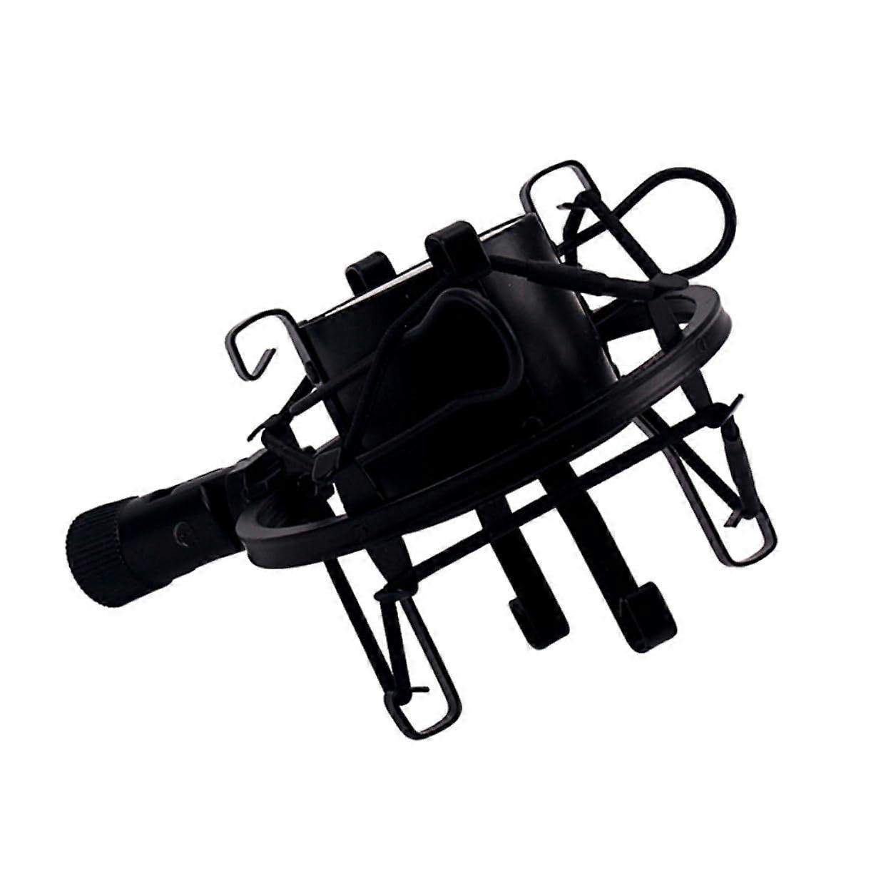 Microphone Stand Mount Metal Shock Mount Clip for Condenser Microphones Black with Anti-Vibration Function