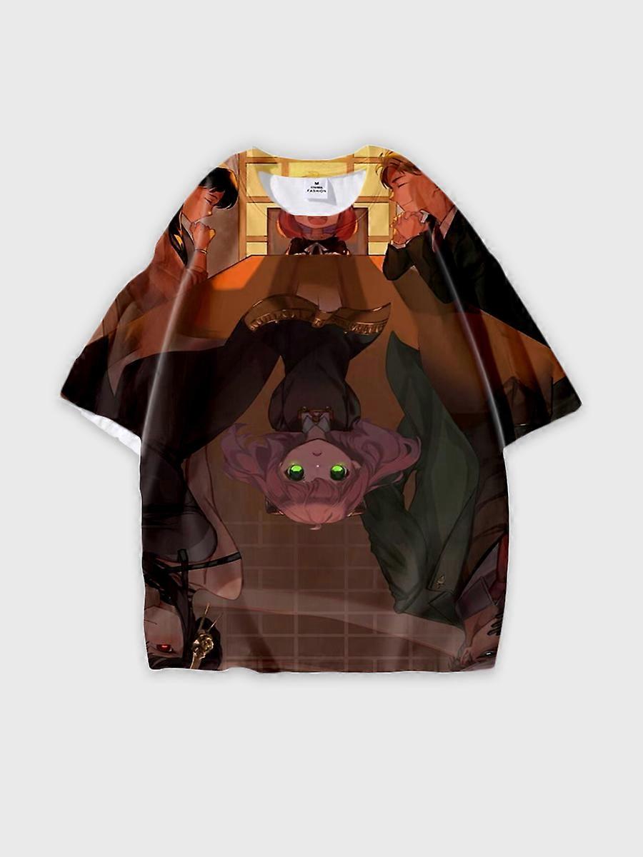 T-shirt girocollo Cartoon Pattern manica corta sciolta P734